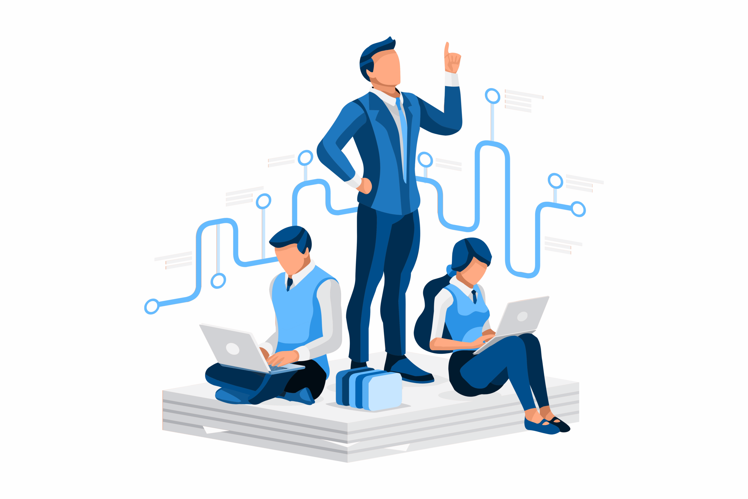 Illustratie van een manager met twee werknemers